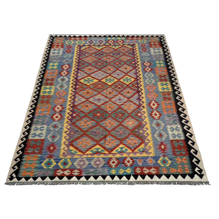 Afghan Vegetable Kilim Rug 6' 5" x 9' 4" Flat-Weave | No. AL34861