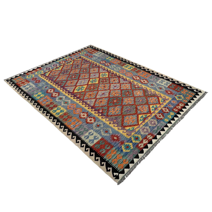 Afghan Vegetable Kilim Rug 6' 5" x 9' 4" Flat-Weave | No. AL34861