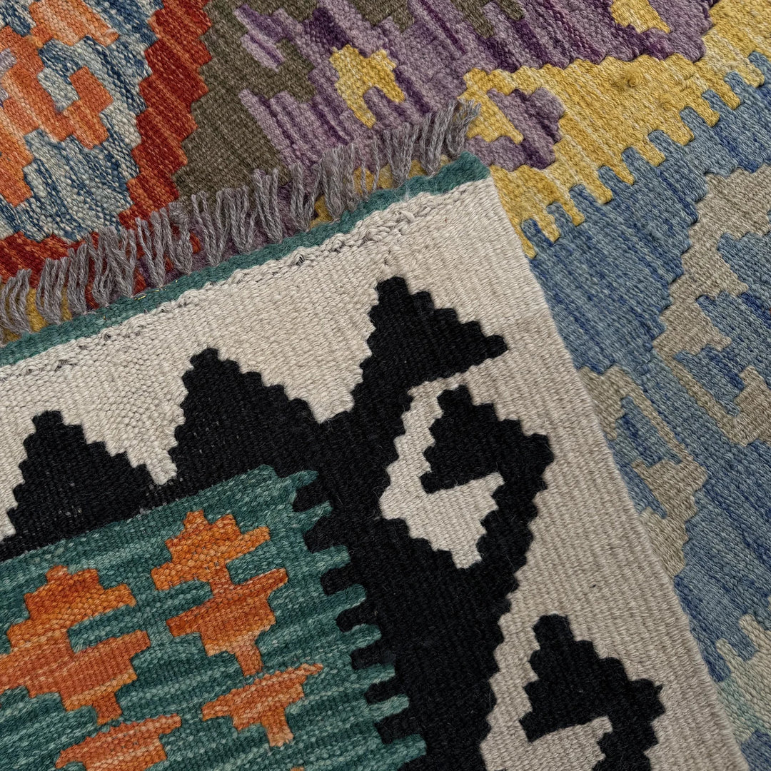 Afghan Vegetable Kilim Rug 6' 5" x 9' 4" Flat-Weave | No. AL34861