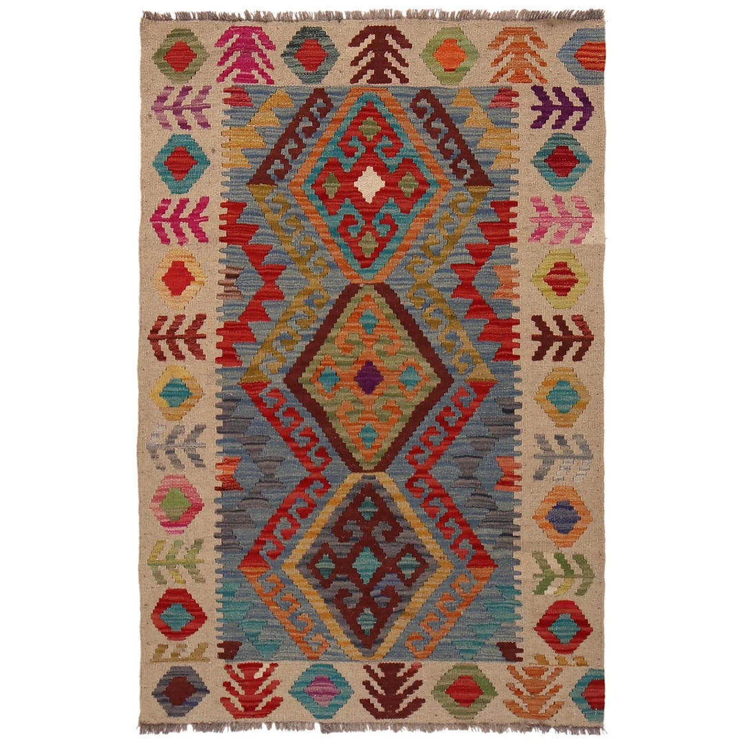 Afghan Kilim Rug 2' 9" x 4' 2" Flat-Weave | No. AL34885