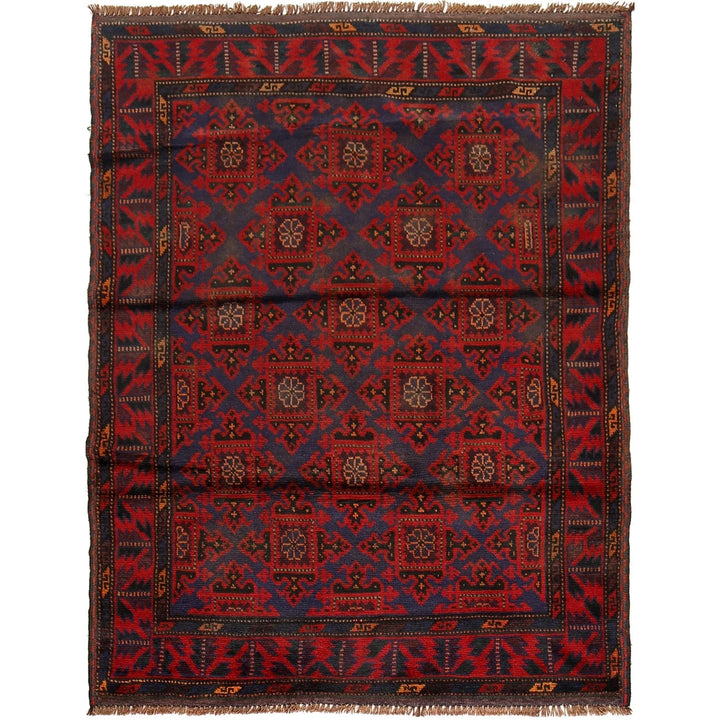 Afghan Baluchi Rug 4' 0" x 5' 3" Hand-Knotted | No. AL34911