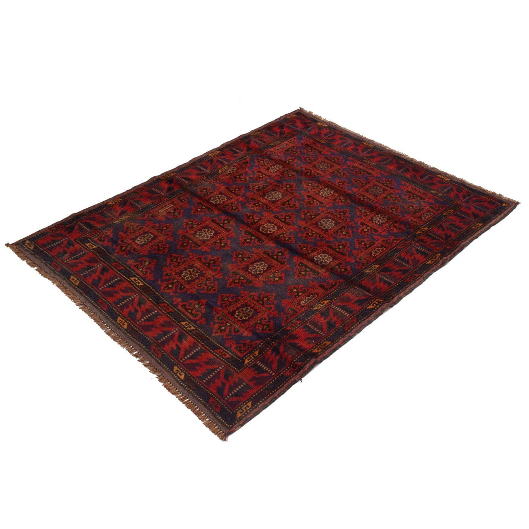 Afghan Baluchi Rug 4' 0" x 5' 3" Hand-Knotted | No. AL34911