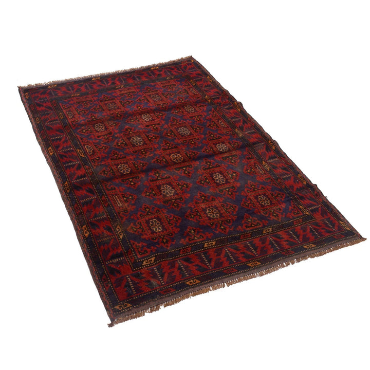 Afghan Baluchi Rug 4' 0" x 5' 3" Hand-Knotted | No. AL34911