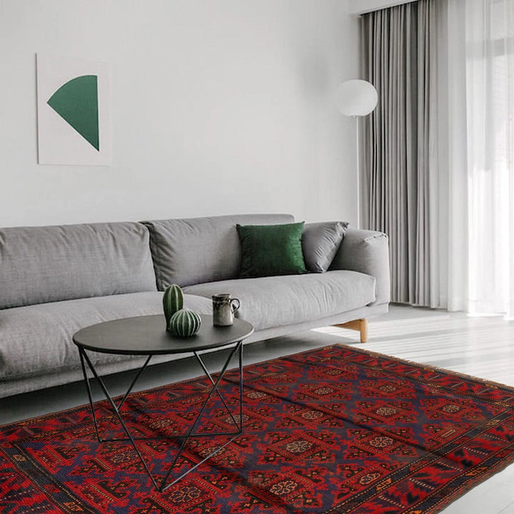 Afghan Baluchi Rug 4' 0" x 5' 3" Hand-Knotted | No. AL34911