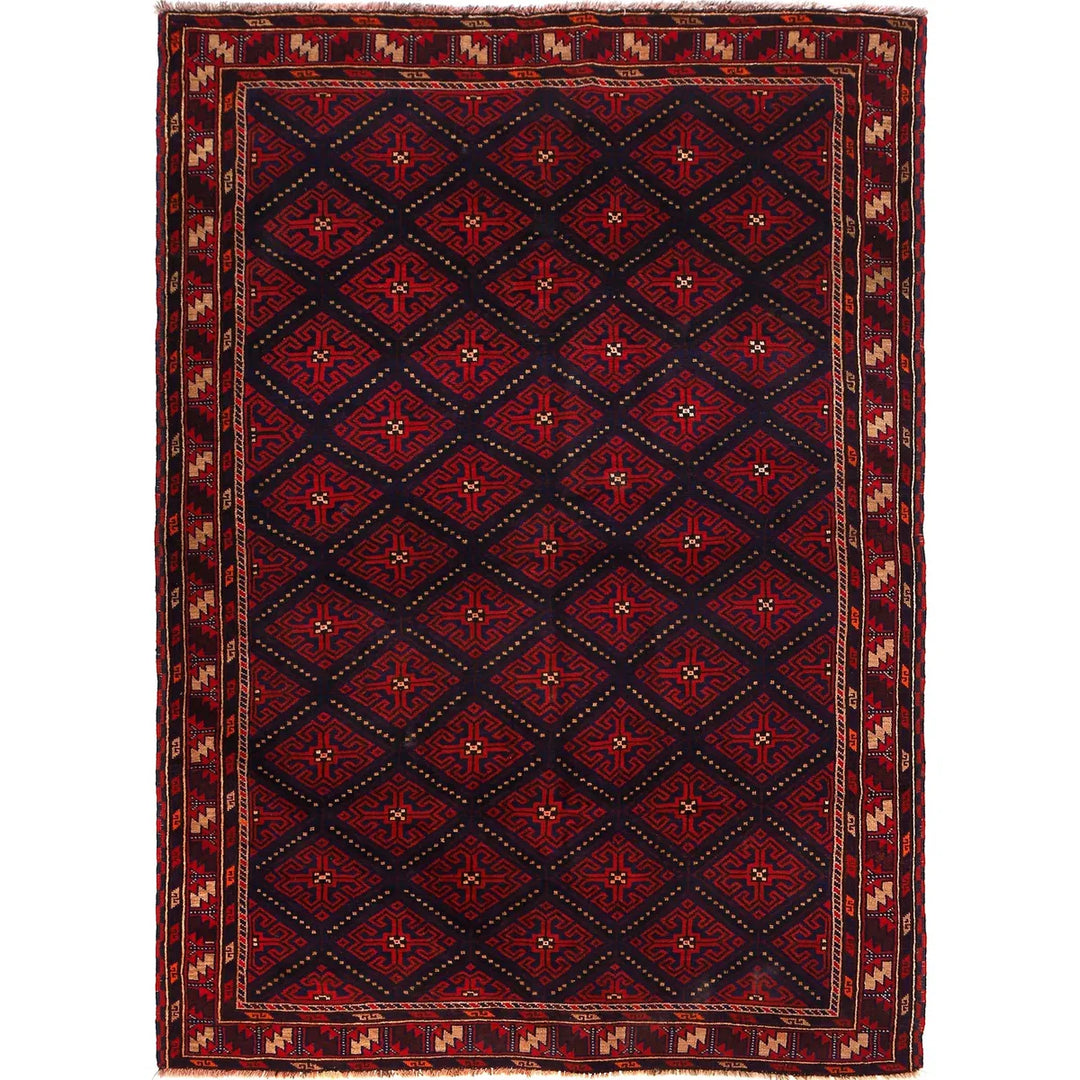 Afghan Baluchi Rug 5'1" x 7'7" Hand-Knotted | No. AL34950