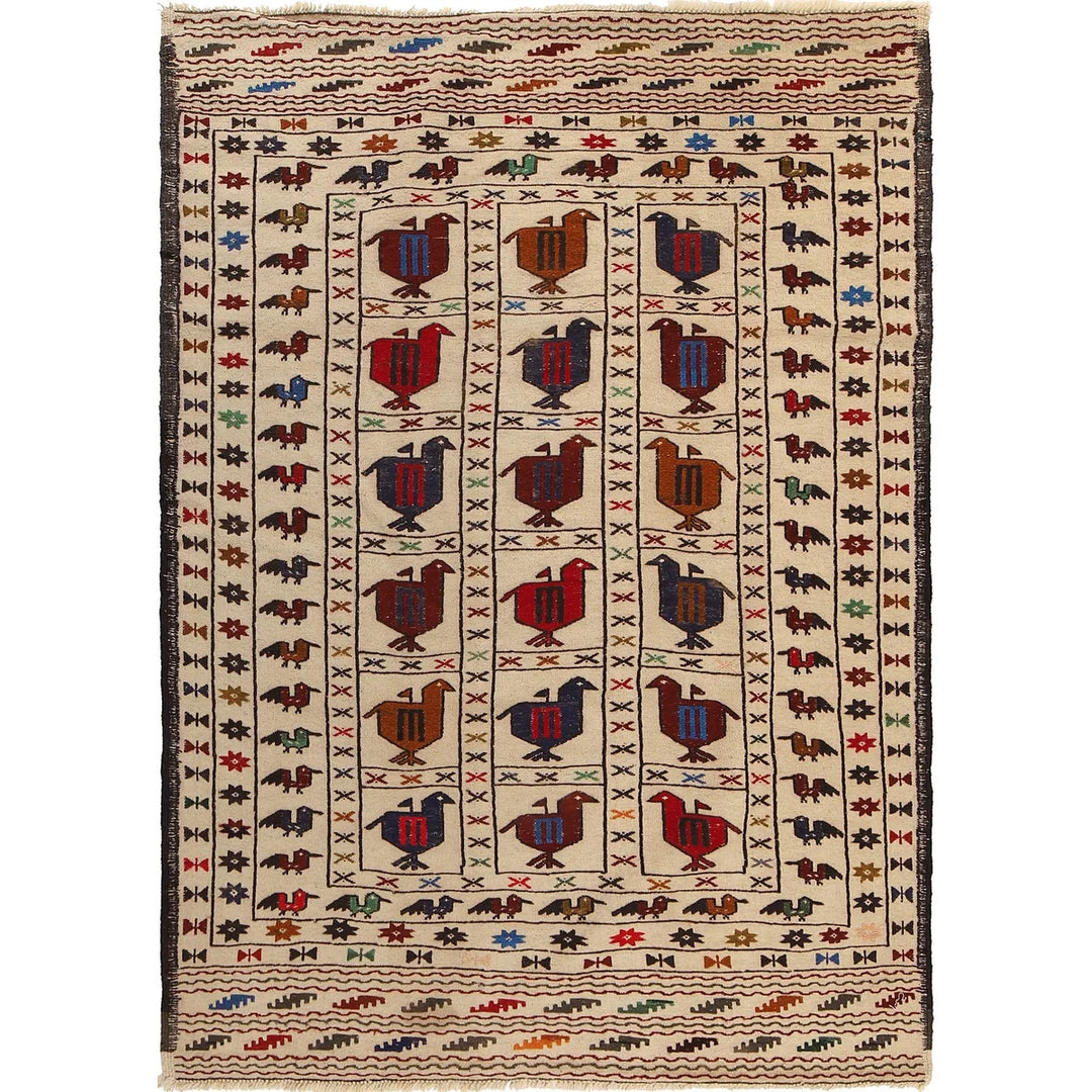 White Flat Weave Kelim 4' 3" x 6' 3" - No. AL35002