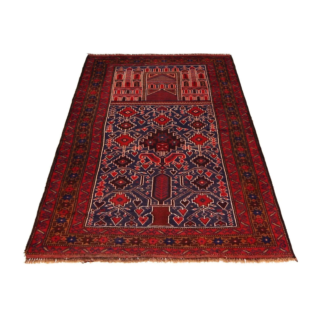 Red Afghan Prayer Rug 2' 11" x 4' 6" Hand-Knotted | No. AL35012