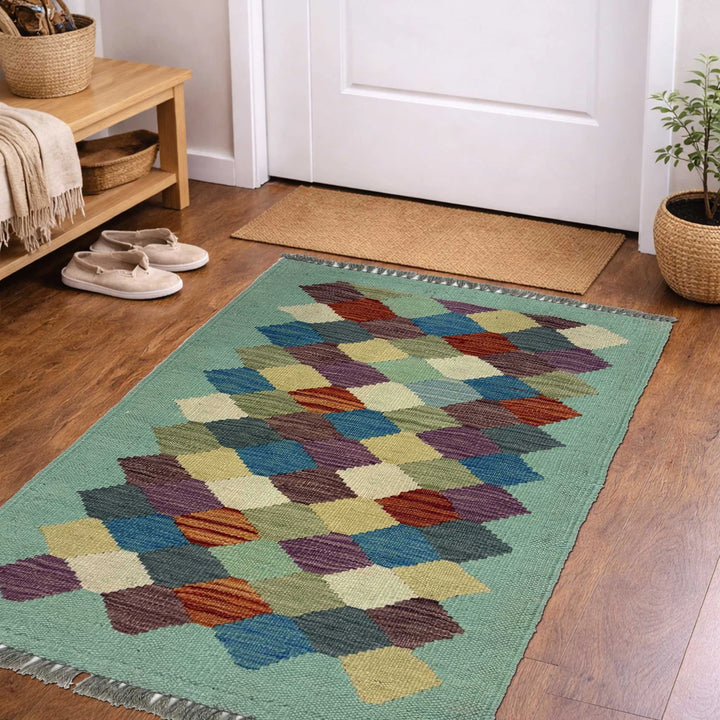 Afghan Kilim Rug 1' 11" x 2' 9" Flat-Weave | No. AL35080