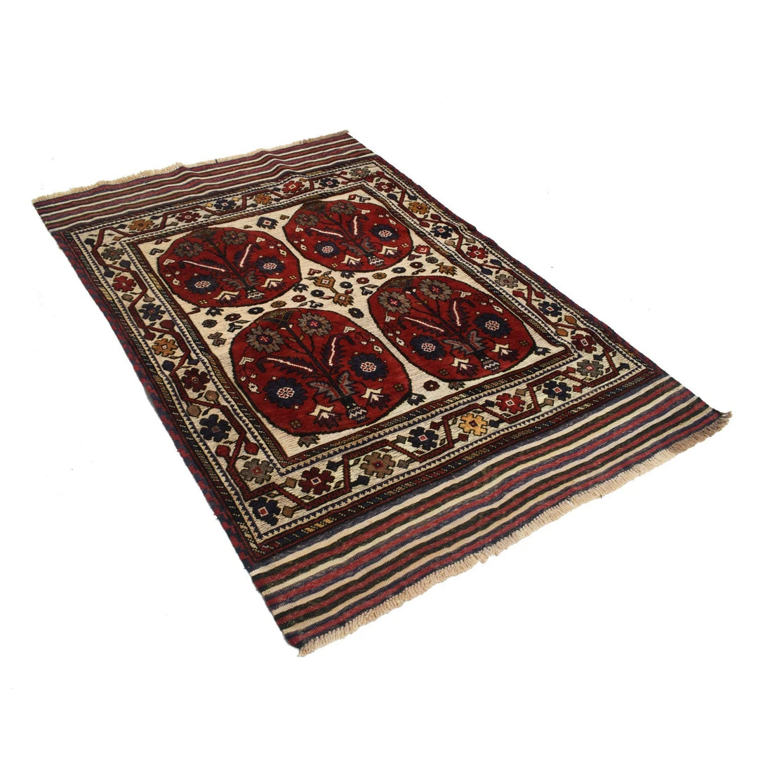 Beige Afghan Barjista Kilim Rug 4'3" x 6'1" Flat-Weave | No. AL35101