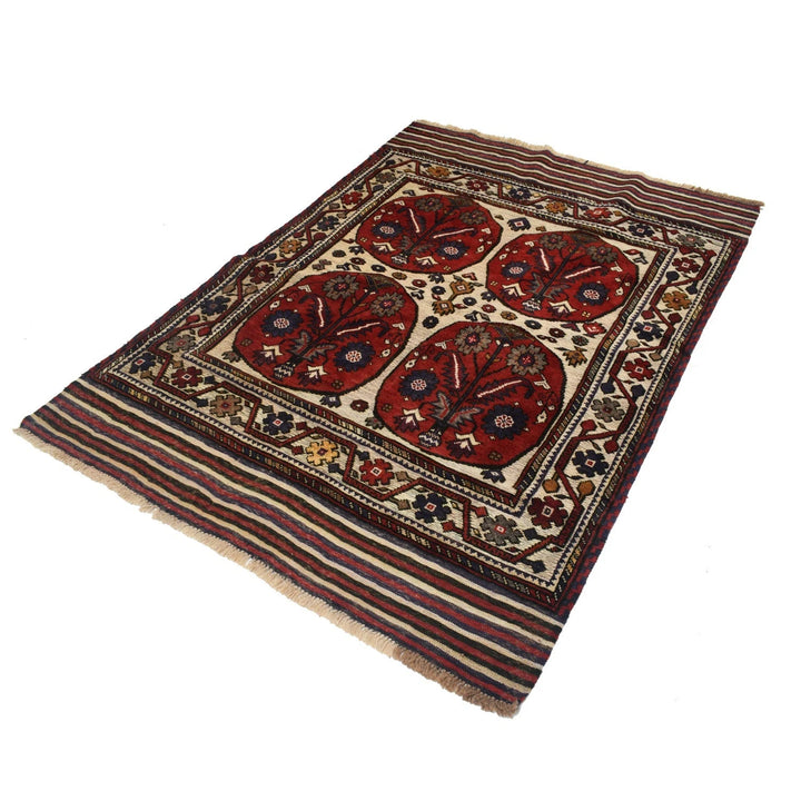 Beige Afghan Barjista Kilim Rug 4'3" x 6'1" Flat-Weave | No. AL35101