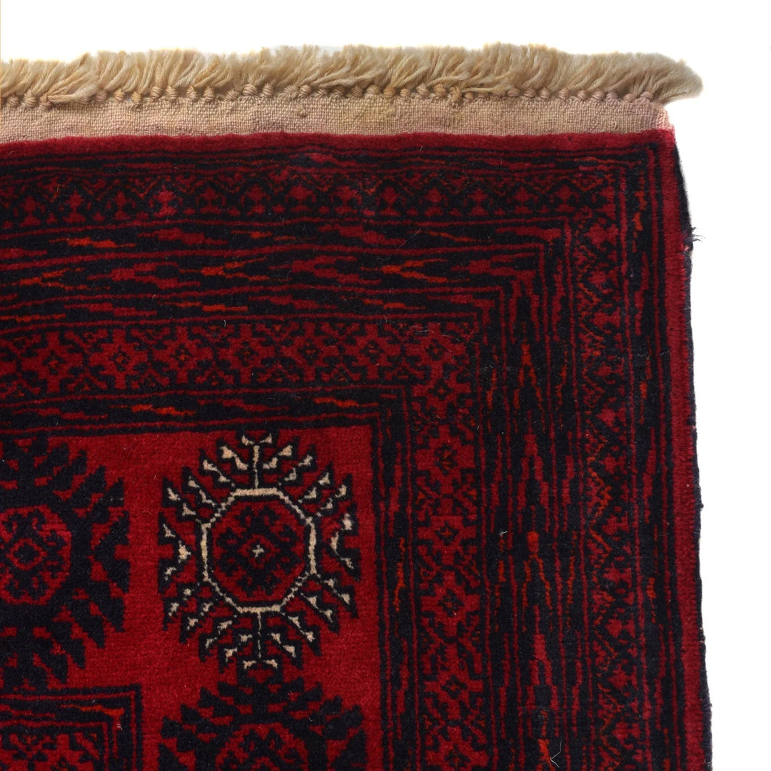 Red Afghan Bokhara Rug 8' 3" x 10' 10" Hand-Knotted | No. AL35109