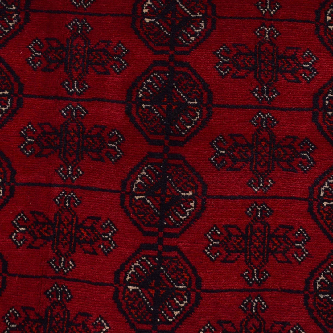 Red Afghan Bokhara Rug 8' 3" x 10' 10" Hand-Knotted | No. AL35109