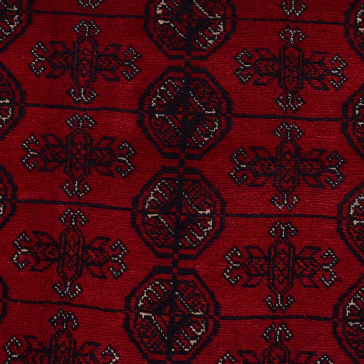 Red Afghan Bokhara Rug 8' 3" x 10' 10" Hand-Knotted | No. AL35109