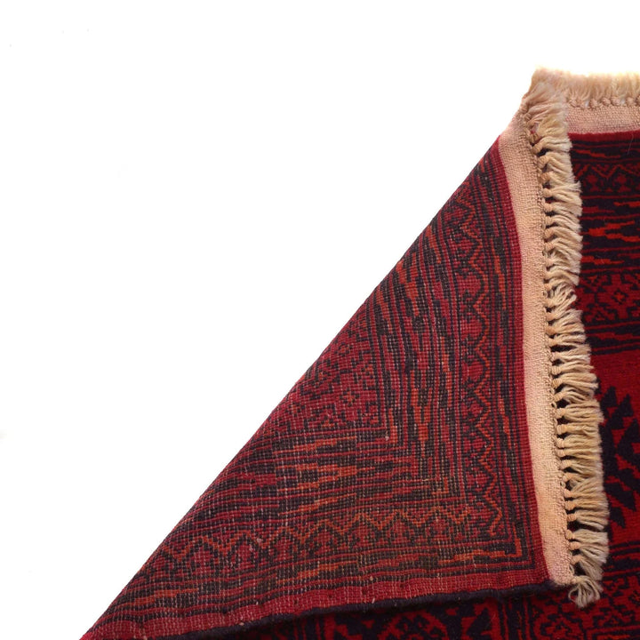 Red Afghan Bokhara Rug 8' 3" x 10' 10" Hand-Knotted | No. AL35109
