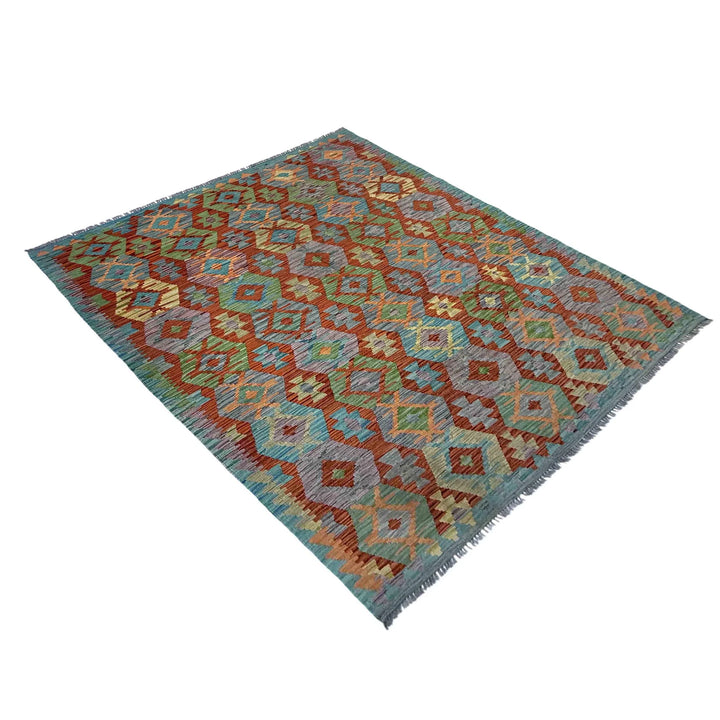 Afghan Vegetable Kilim Rug 5' 11" x 8' 0" Flat-Weave | No. AL351365