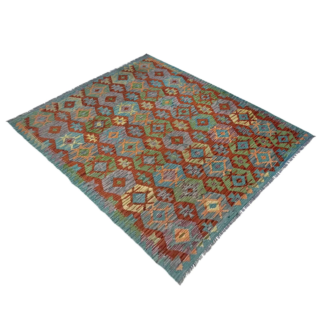 Afghan Vegetable Kilim Rug 5' 11" x 8' 0" Flat-Weave | No. AL351365