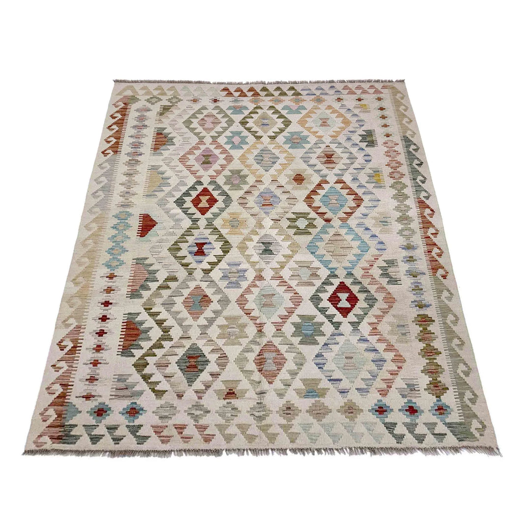 Afghan Kilim Rug 5' 0" x 6' 4" Flat-Weave | No. AL35141