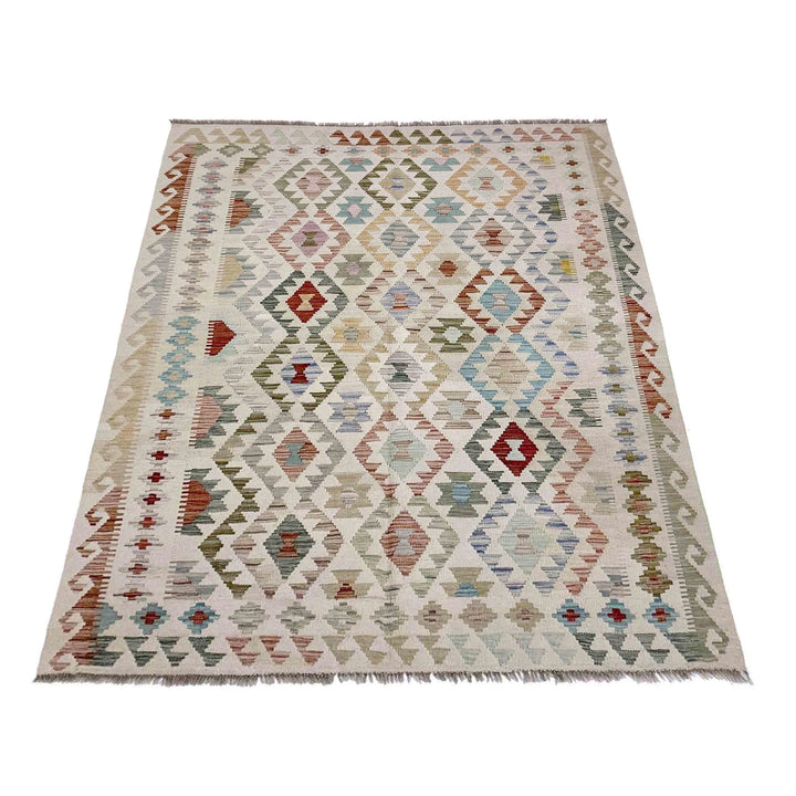 Afghan Kilim Rug 5' 0" x 6' 4" Flat-Weave | No. AL35141