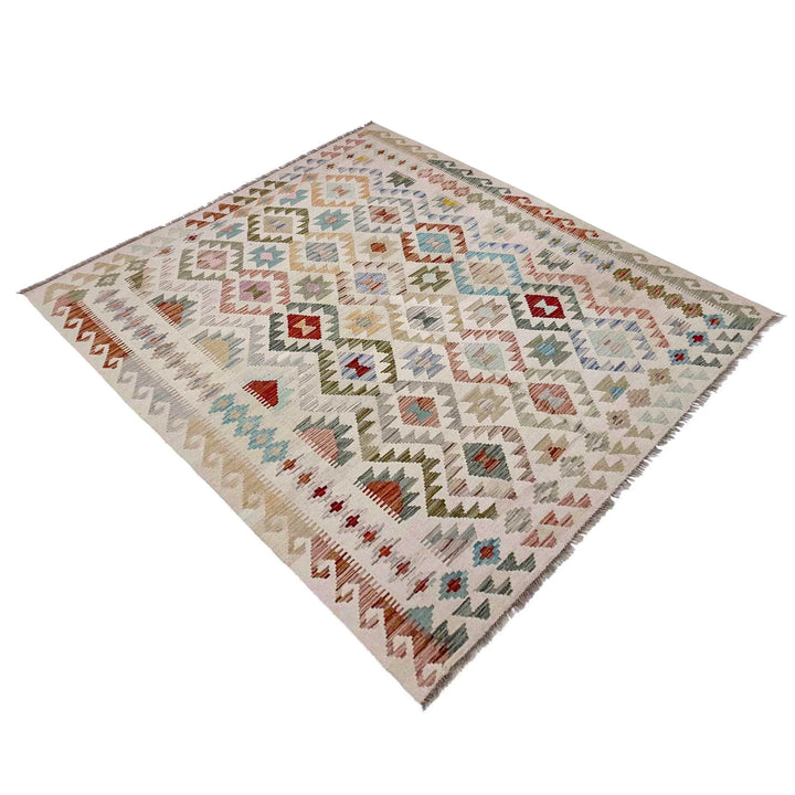 Afghan Kilim Rug 5' 0" x 6' 4" Flat-Weave | No. AL35141