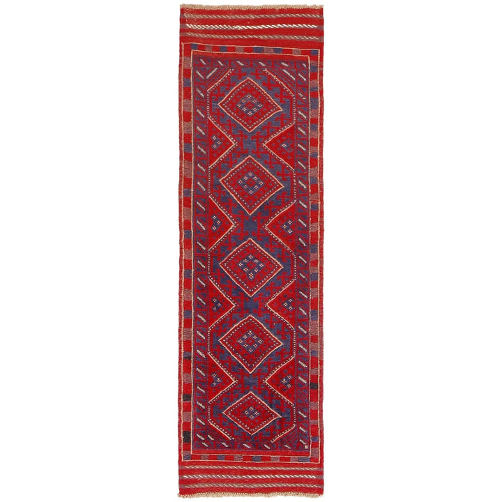 Deep Red Afghan Mashwani Rug 2' 0" x 7' 3" Hand-Knotted | No. AL35157
