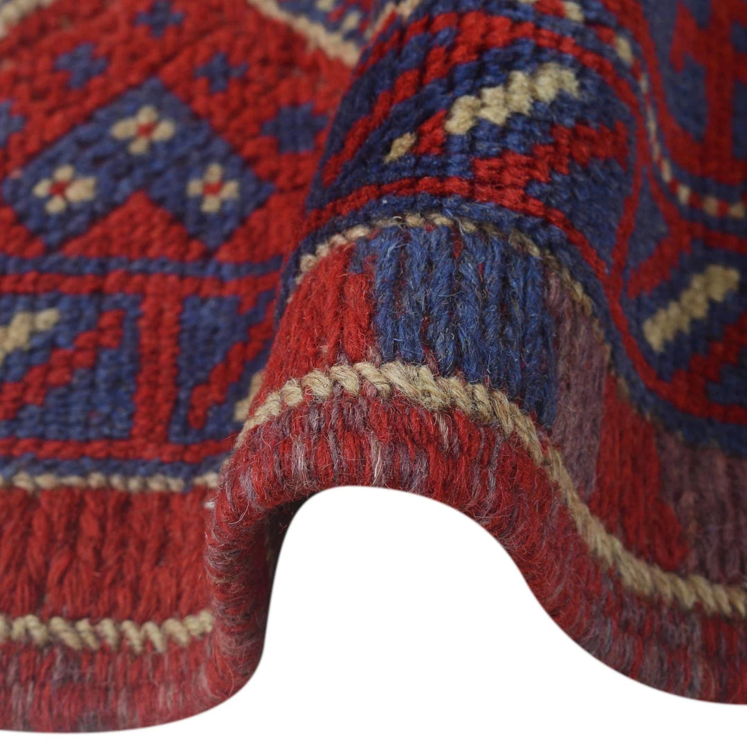 Deep Red Afghan Mashwani Rug 2' 0" x 7' 3" Hand-Knotted | No. AL35157
