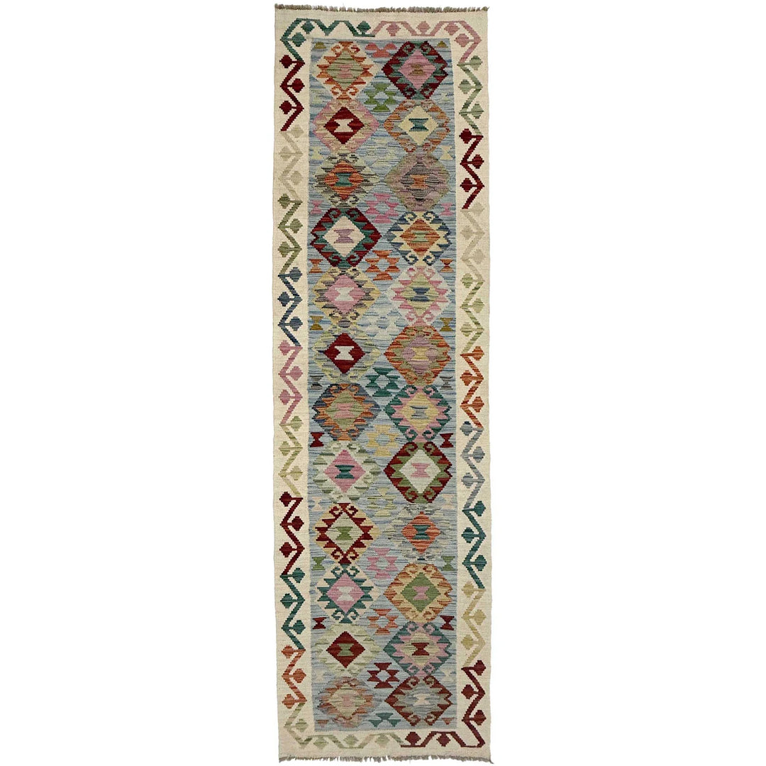 Afghan Vegetable Kilim Rug 2' 6" x 10' 2" Flat-Weave | No. AL351659