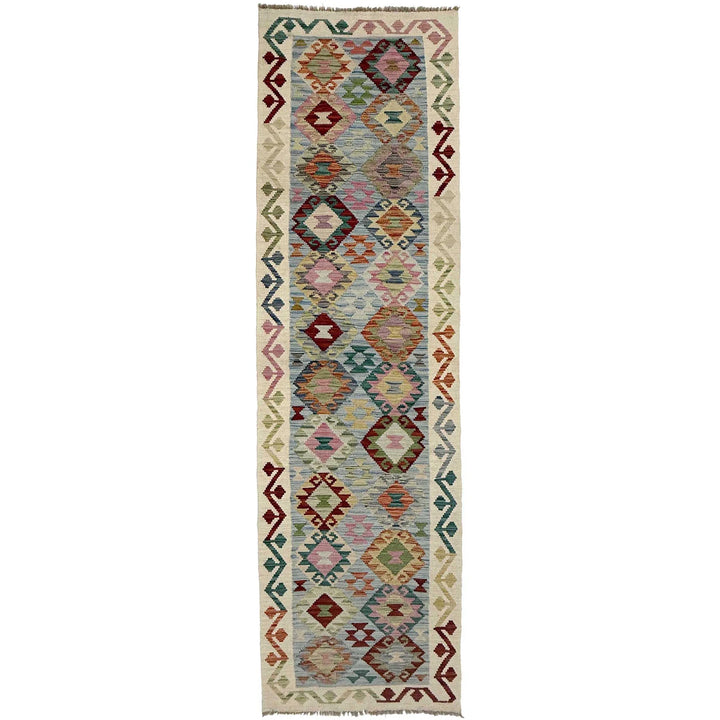 Afghan Vegetable Kilim Rug 2' 6" x 10' 2" Flat-Weave | No. AL351659