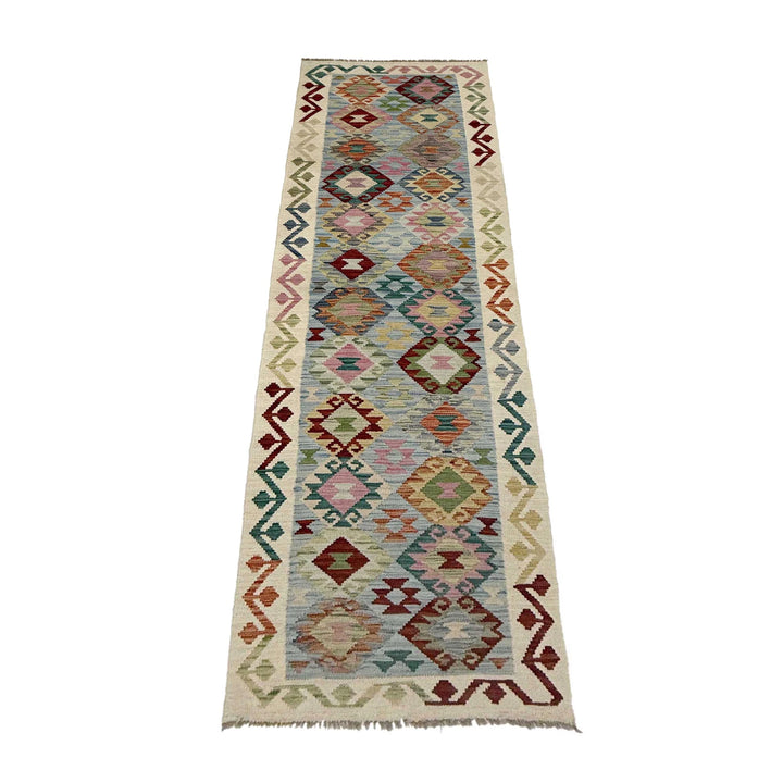 Afghan Vegetable Kilim Rug 2' 6" x 10' 2" Flat-Weave | No. AL351659