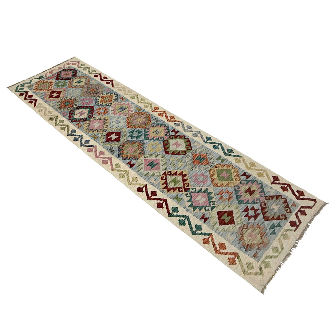 Afghan Vegetable Kilim Rug 2' 6" x 10' 2" Flat-Weave | No. AL351659
