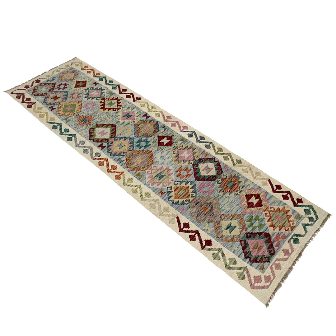 Afghan Vegetable Kilim Rug 2' 6" x 10' 2" Flat-Weave | No. AL351659