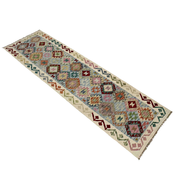 Afghan Vegetable Kilim Rug 2' 6" x 10' 2" Flat-Weave | No. AL351659
