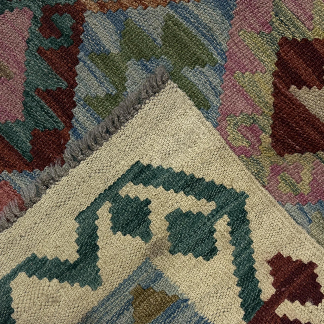 Afghan Vegetable Kilim Rug 2' 6" x 10' 2" Flat-Weave | No. AL351659