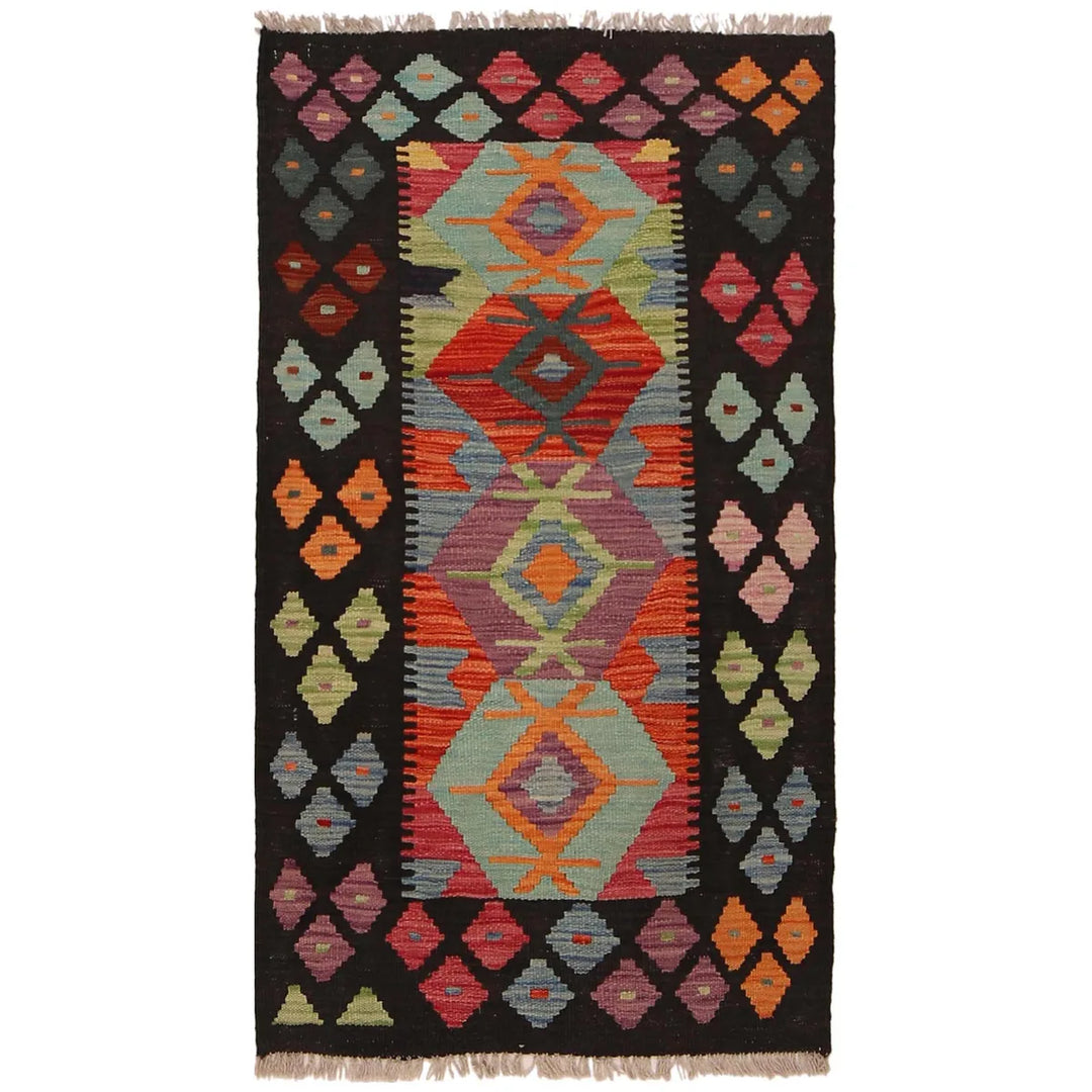 Afghan Vegetable Kilim Rug 2' 4" x 4' 3" Flat-Weave | No. AL35267