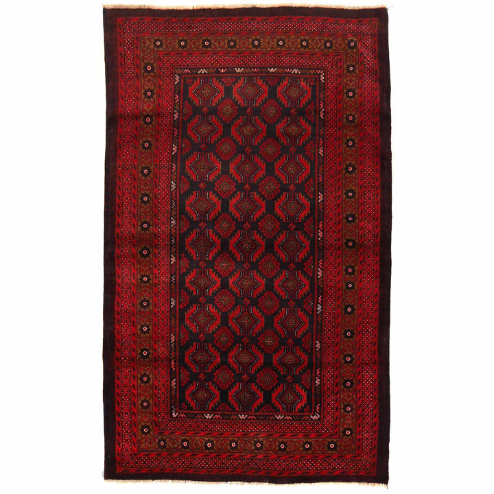 Afghan Baluchi Rug 4' 1" x 6' 10" Hand-Knotted | No. AL35277