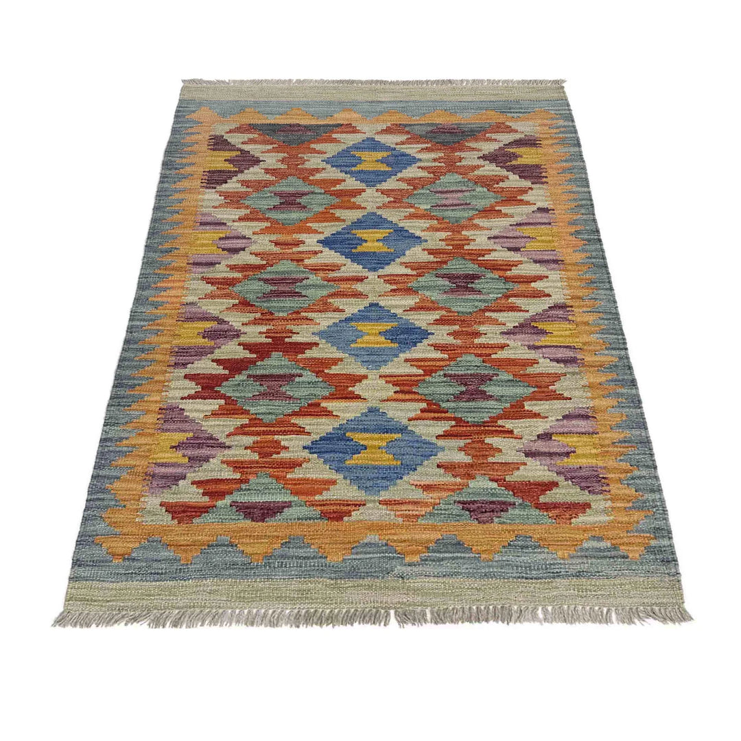 Afghan Vegetable Kilim Rug 2' 8" x 4' 4" Flat-Weave | No. AL352945
