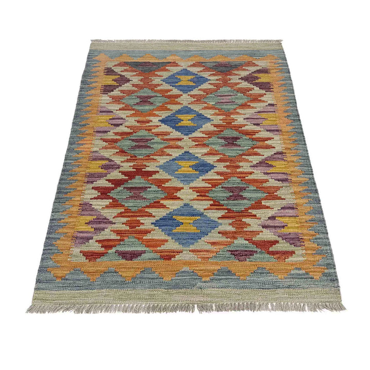 Afghan Vegetable Kilim Rug 2' 8" x 4' 4" Flat-Weave | No. AL352945