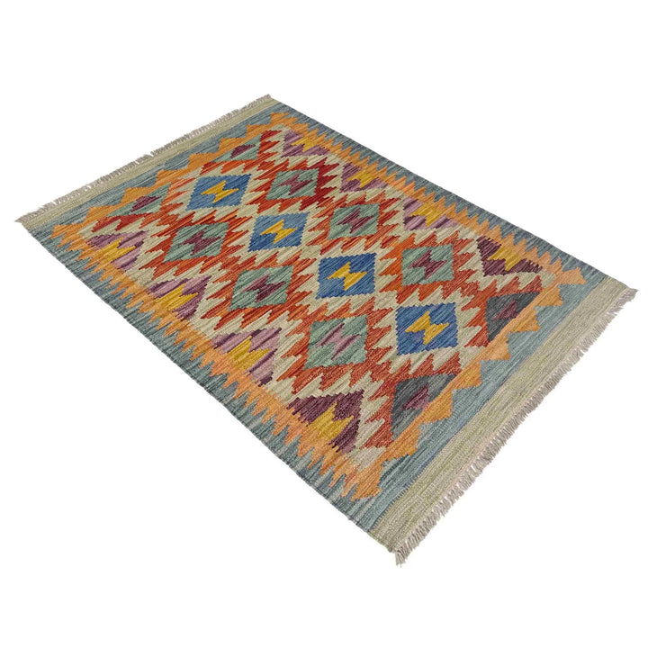 Afghan Vegetable Kilim Rug 2' 8" x 4' 4" Flat-Weave | No. AL352945