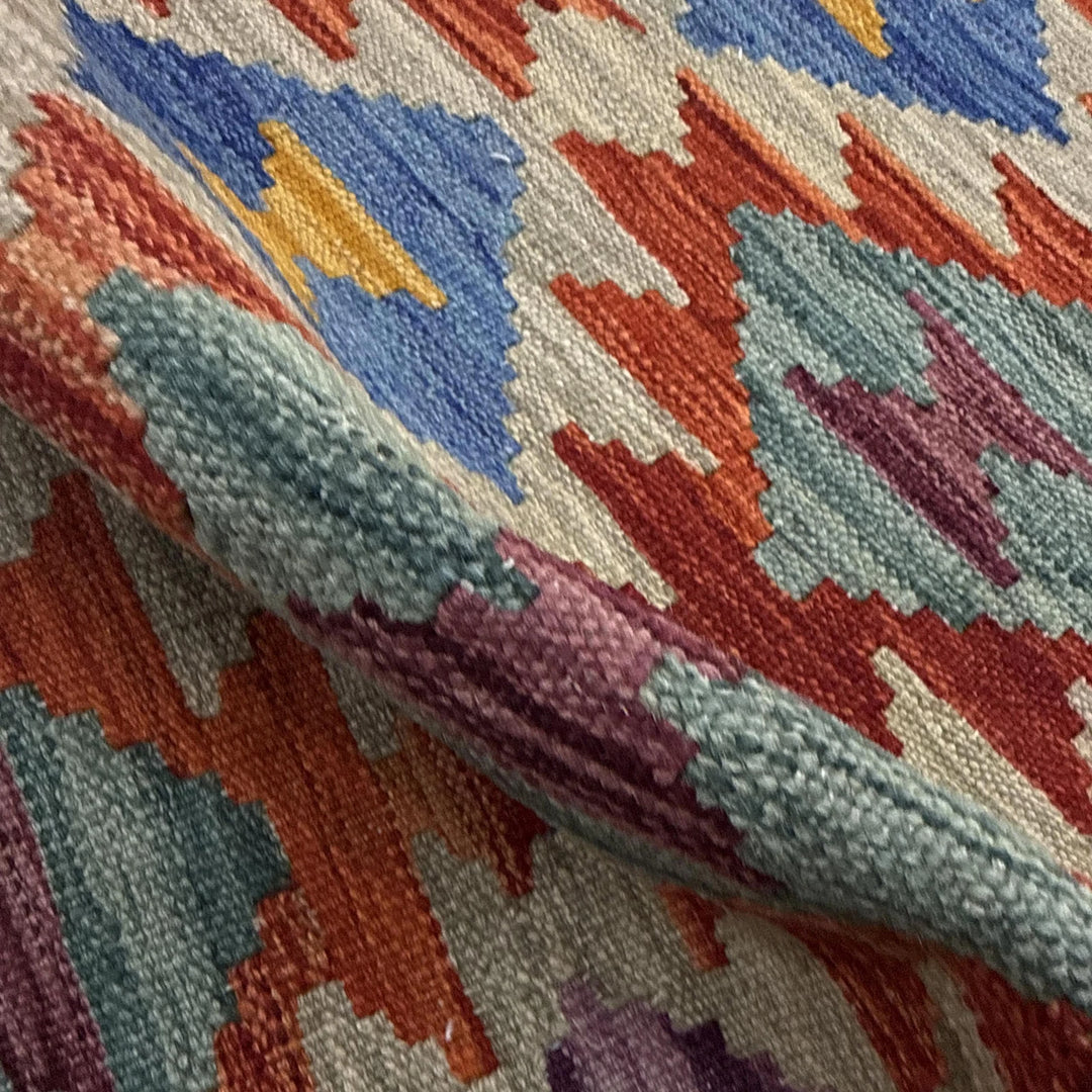 Afghan Vegetable Kilim Rug 2' 8" x 4' 4" Flat-Weave | No. AL352945
