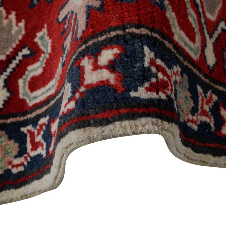 Ivory Afghan Kazak Rug 5' 0" x 6' 2" Hand-Knotted | No. AL35314