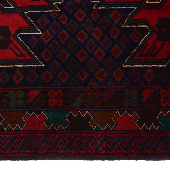Afghan Baluchi Rug 3' 1" x 5' 0" Hand-Knotted | No. AL35371