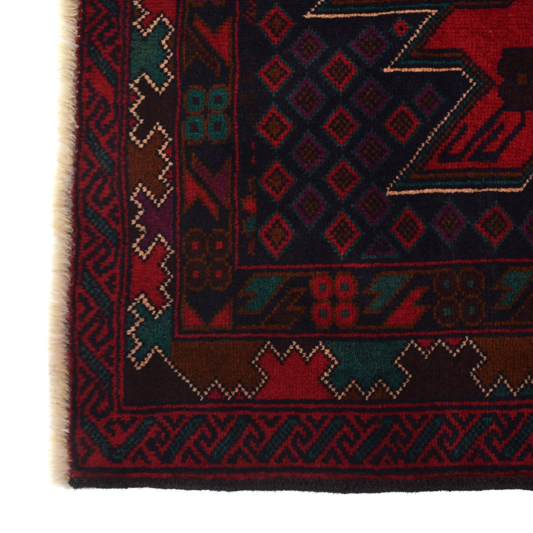 Afghan Baluchi Rug 3' 1" x 5' 0" Hand-Knotted | No. AL35371