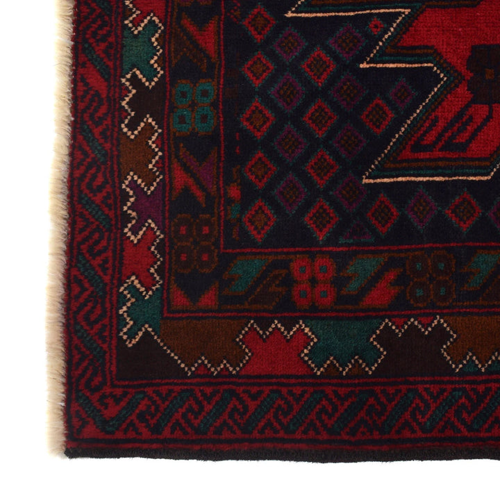 Afghan Baluchi Rug 3' 1" x 5' 0" Hand-Knotted | No. AL35371