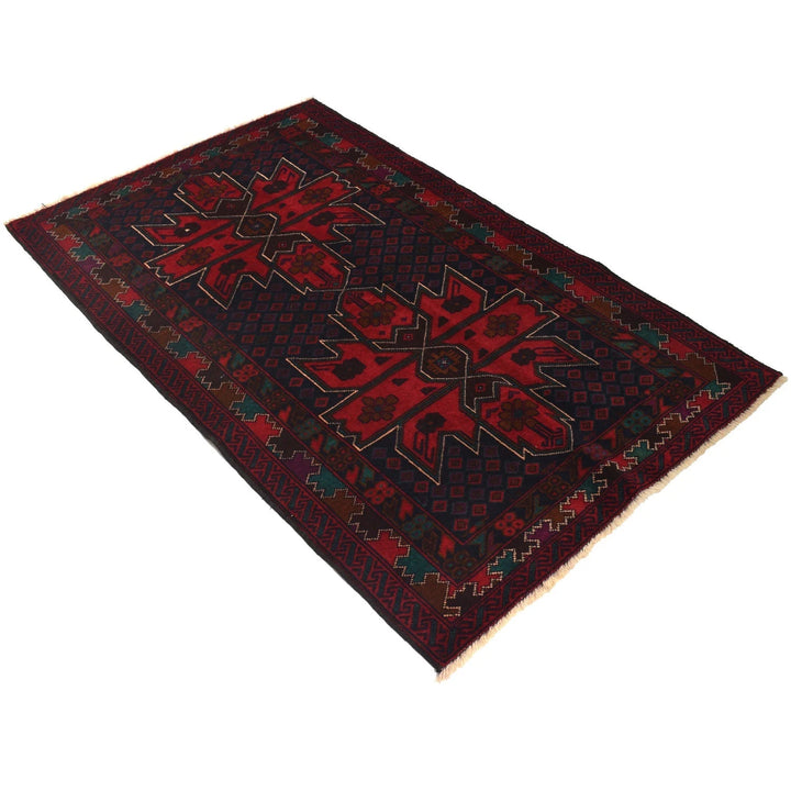 Afghan Baluchi Rug 3' 1" x 5' 0" Hand-Knotted | No. AL35371