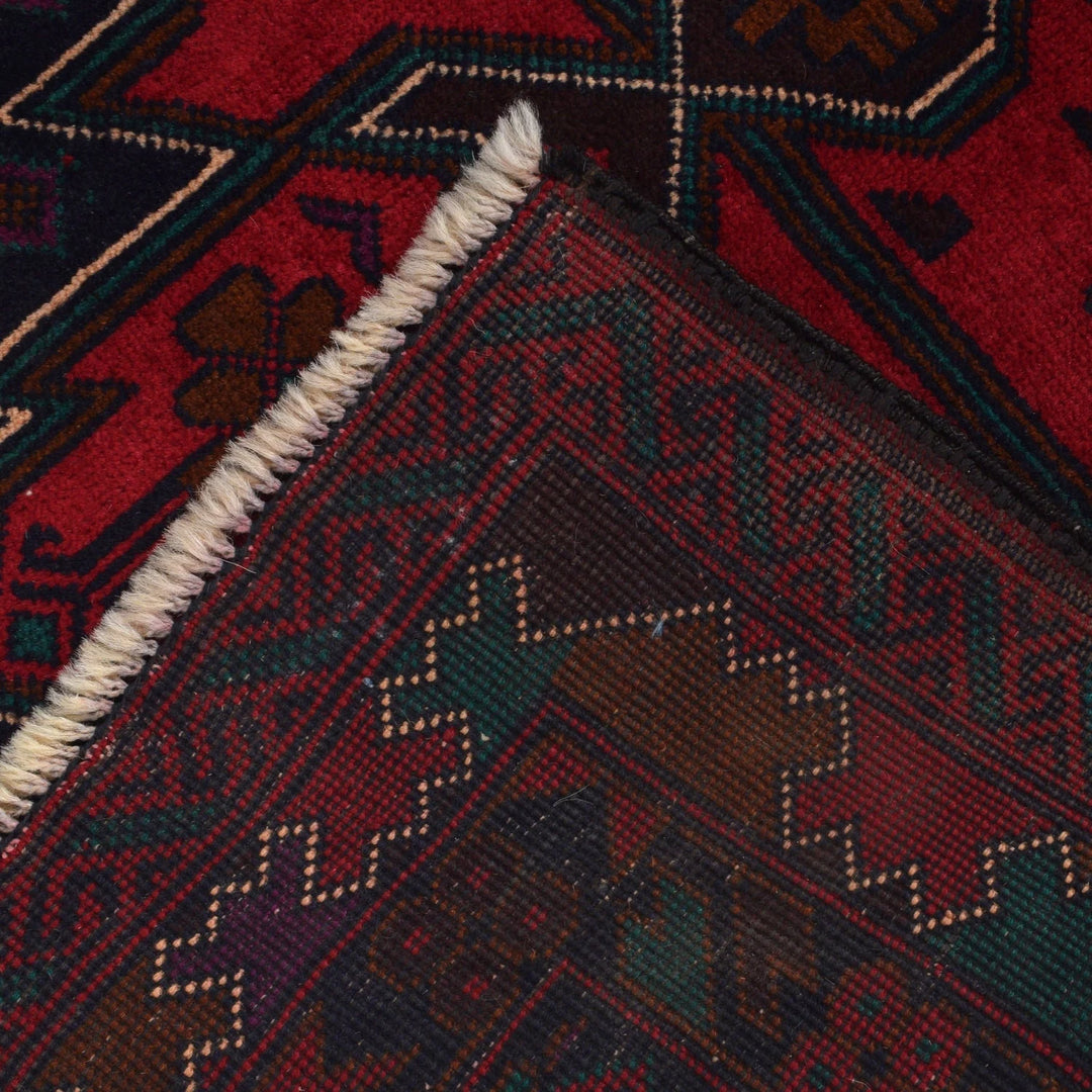 Afghan Baluchi Rug 3' 1" x 5' 0" Hand-Knotted | No. AL35371
