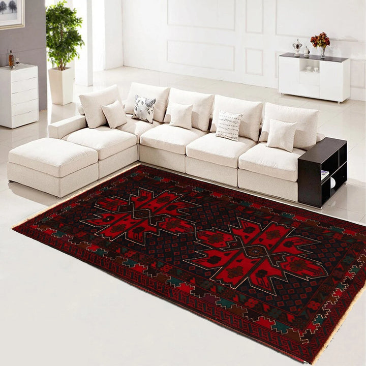 Afghan Baluchi Rug 3' 1" x 5' 0" Hand-Knotted | No. AL35371