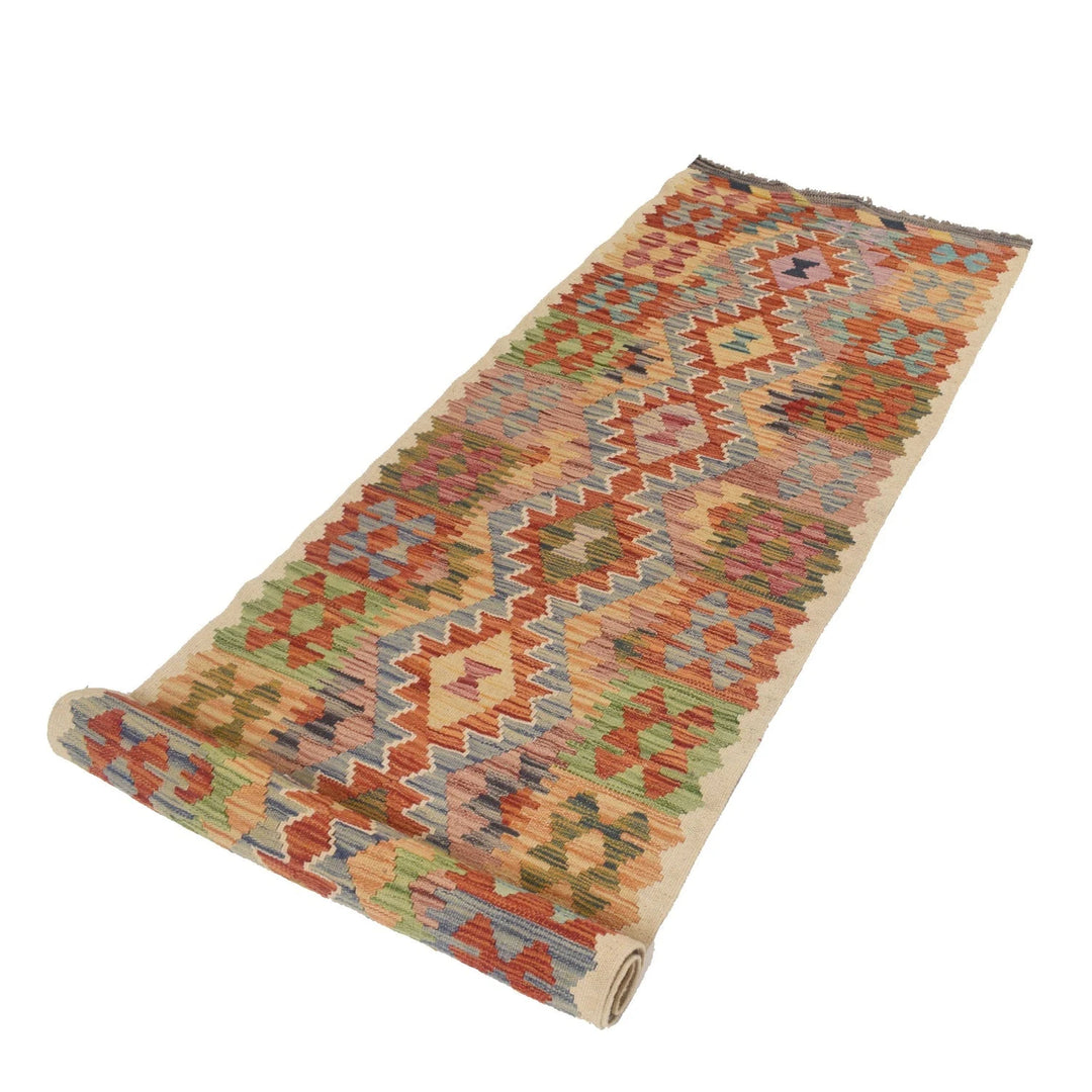 Afghan Vegetable Kilim Rug 2' 8" x 9' 4" Flat-Weave | No. AL35374