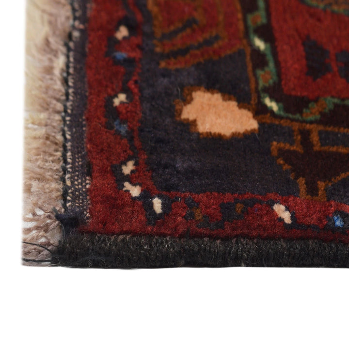 Red Afghan Baluchi Rug 3' 2" x 4' 2" Hand-Knotted | No. AL35379
