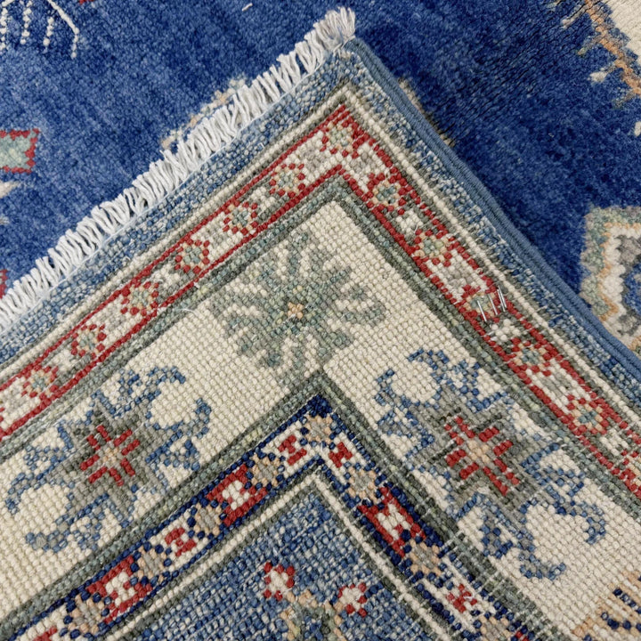 Blue Afghan Kazak Rug 3' 10" x 5' 11" Hand-Knotted | No. AL35400