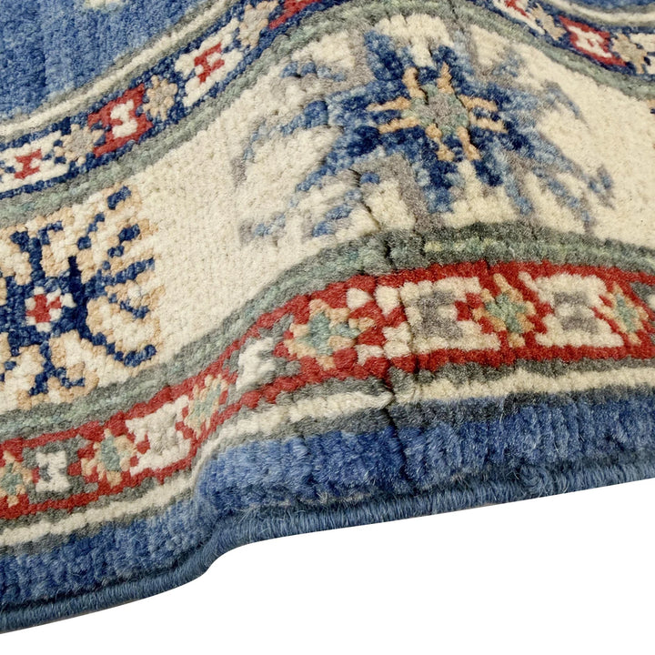 Blue Afghan Kazak Rug 3' 10" x 5' 11" Hand-Knotted | No. AL35400