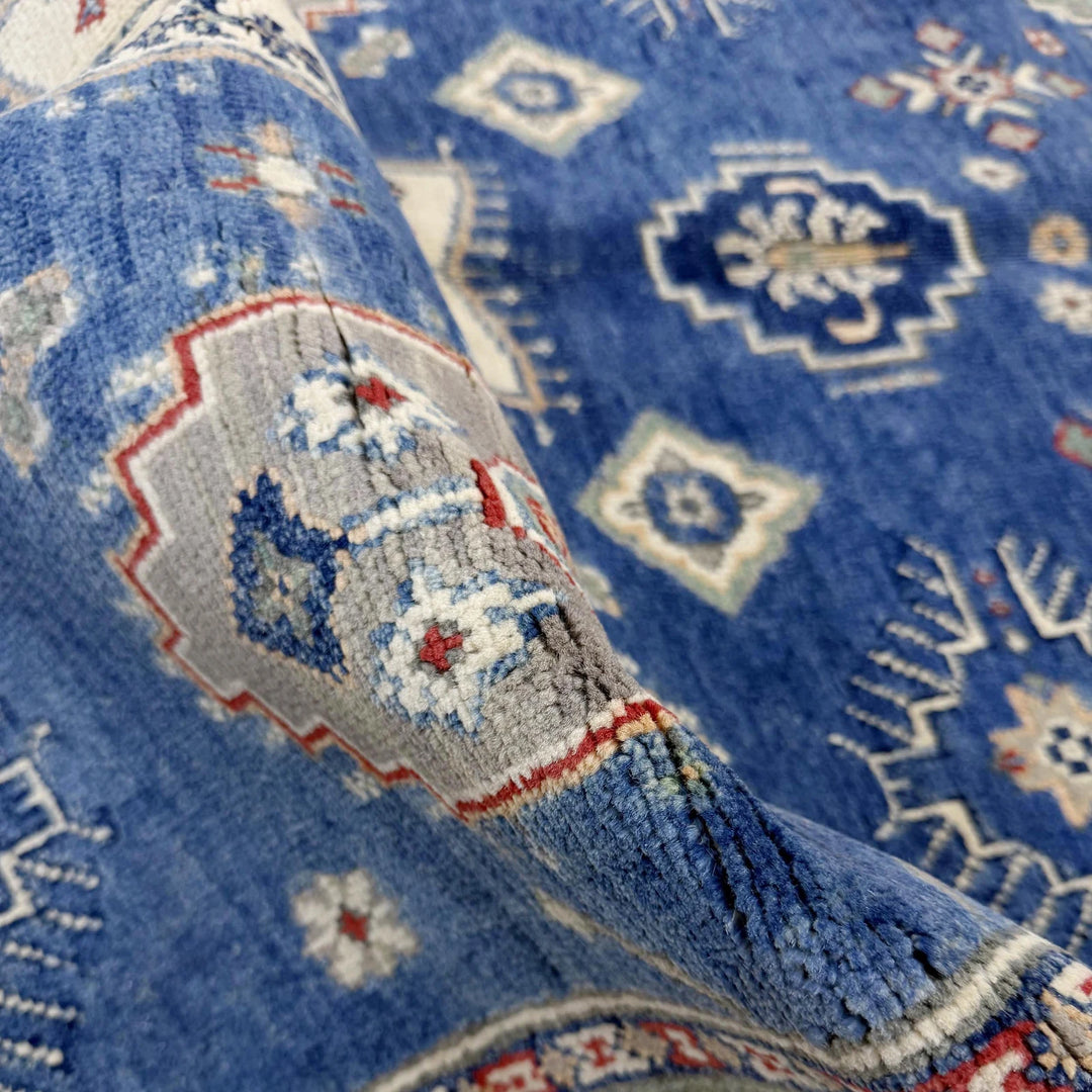 Blue Afghan Kazak Rug 3' 10" x 5' 11" Hand-Knotted | No. AL35400